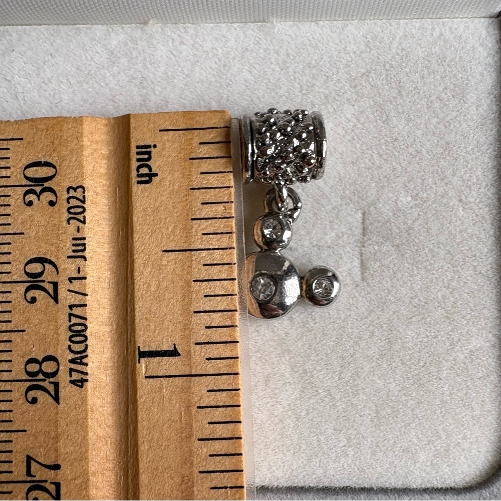 Silver Dangle Bead Charm Mouse w/ Rhinestones for Bracelet Necklace Jewelry - Picture 8 of 9